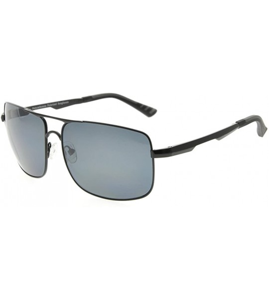 Rectangular Polycarbonate Polarized Sunglasses Men - Black/Grey Lens - CV186L8YN9H $56.99