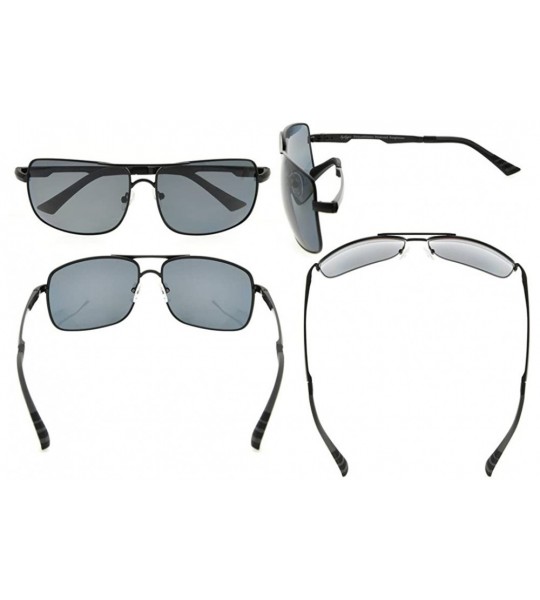 Rectangular Polycarbonate Polarized Sunglasses Men - Black/Grey Lens - CV186L8YN9H $56.99