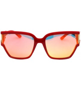 Square Womens Modern Fashion Sunglasses Shield Square Extended Side Lens UV400 - Red (Orange Red Mirror) - CK18Y6WSA2E $23.04