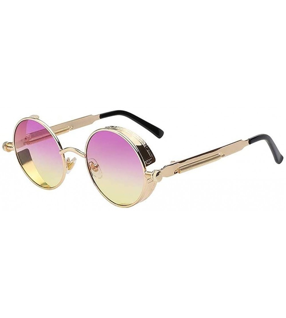 Goggle Steampunk Fashion Sunglasses NYC - Gold Purple Yellow - CE189DYWY8K $30.16