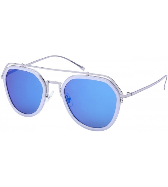 Aviator RX-Able Modern Aviator w/Color Mirrored Flat Lens 541072-O-FLREV - White+silver - CH12O3C2S9Z $18.75