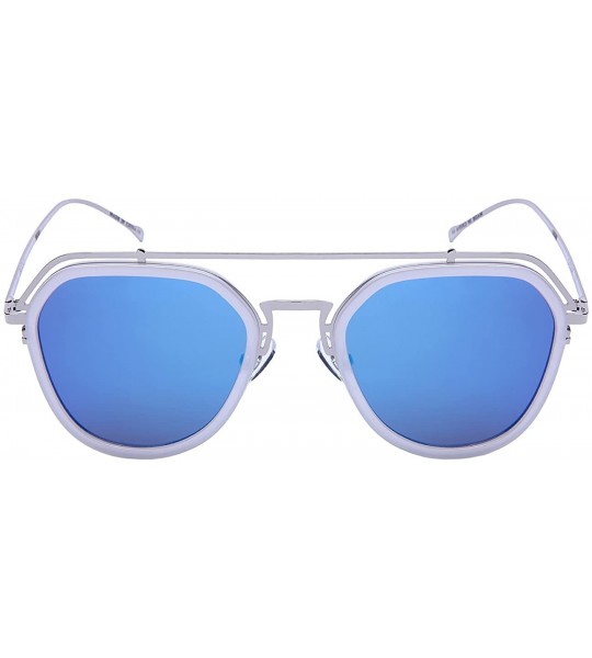 Aviator RX-Able Modern Aviator w/Color Mirrored Flat Lens 541072-O-FLREV - White+silver - CH12O3C2S9Z $18.75