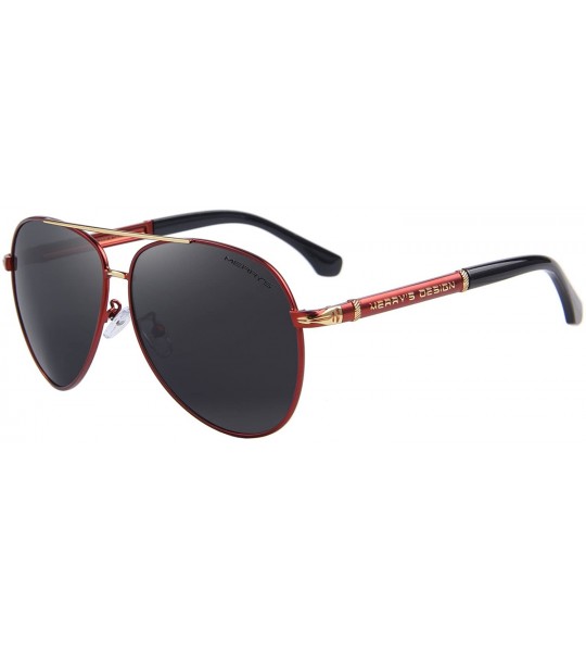 Aviator Design Men Sunglasses HD Polarized Luxury Shades UV400 S8728 - Gold&red - CZ12IW30MKV $40.34