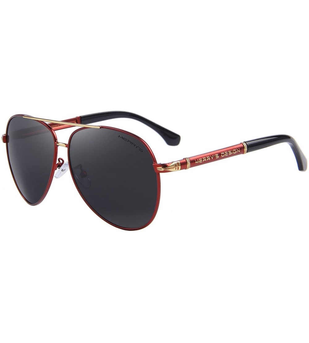 Aviator Design Men Sunglasses HD Polarized Luxury Shades UV400 S8728 - Gold&red - CZ12IW30MKV $40.34