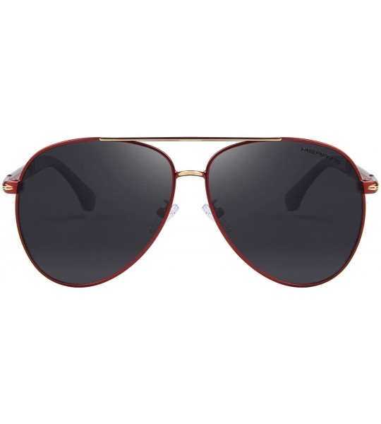 Aviator Design Men Sunglasses HD Polarized Luxury Shades UV400 S8728 - Gold&red - CZ12IW30MKV $40.34