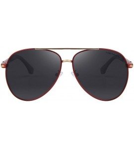 Aviator Design Men Sunglasses HD Polarized Luxury Shades UV400 S8728 - Gold&red - CZ12IW30MKV $40.34