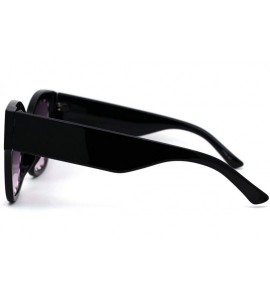 Rectangular Womens Bevel Flower Paddle Lens Horn Rim Sunglasses - Black Purple Smoke - CA197M474XO $23.04