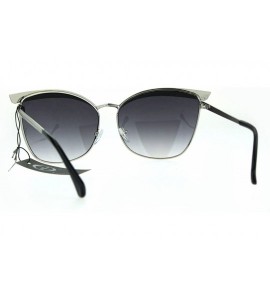 Cat Eye Womens Metal Rim Jewel Eye Brow Cat Eye Butterfly Sunglasses - Silver Smoke - CO182SU8U0N $23.19