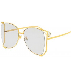 Cat Eye New ladies sunglasses - fashion metal frame pearl legs cat eyes UV protection sunglasses - D - C218SN679AD $70.73