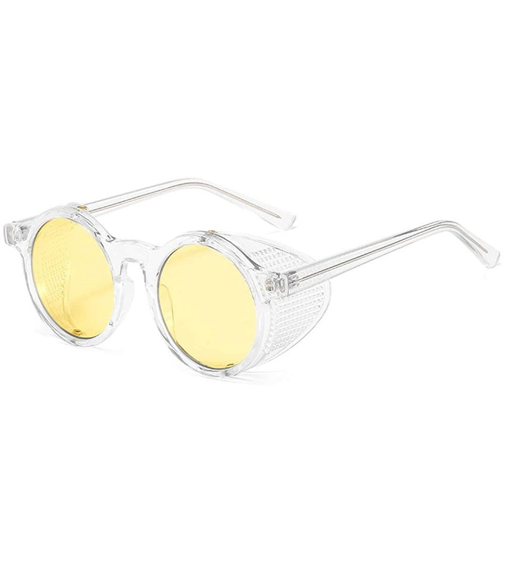 Round 2020 New Transparent Color Punk Flip Sunglasses Men Women Fashion UV400 Round Glasses - Clear&yellow - C51935CSQQI $25.73