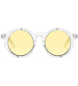 Round 2020 New Transparent Color Punk Flip Sunglasses Men Women Fashion UV400 Round Glasses - Clear&yellow - C51935CSQQI $25.73