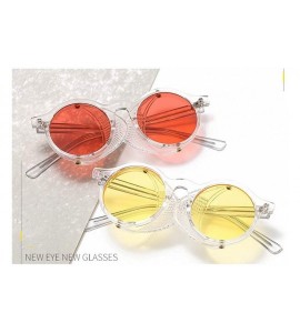 Round 2020 New Transparent Color Punk Flip Sunglasses Men Women Fashion UV400 Round Glasses - Clear&yellow - C51935CSQQI $25.73