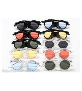 Round 2020 New Transparent Color Punk Flip Sunglasses Men Women Fashion UV400 Round Glasses - Clear&yellow - C51935CSQQI $25.73