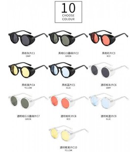 Round 2020 New Transparent Color Punk Flip Sunglasses Men Women Fashion UV400 Round Glasses - Clear&yellow - C51935CSQQI $25.73