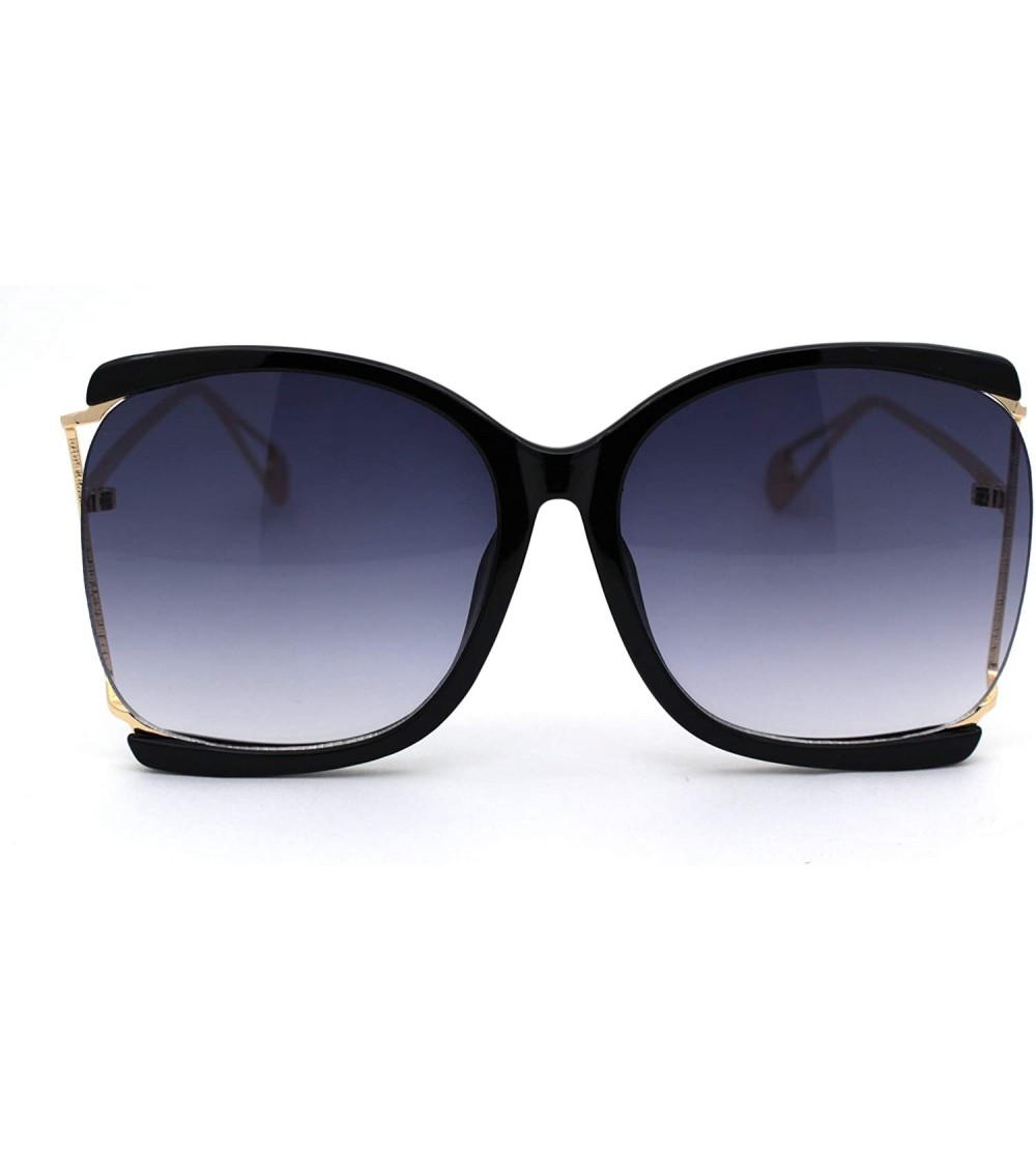 Oversized Womens Side Exposed Lens Oversized Butterfly Sunglasses - Black Smoke - CO18Z0MOGTT $27.82