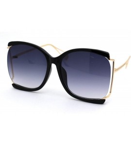 Oversized Womens Side Exposed Lens Oversized Butterfly Sunglasses - Black Smoke - CO18Z0MOGTT $27.82