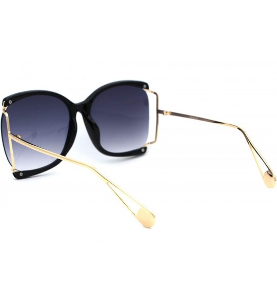 Oversized Womens Side Exposed Lens Oversized Butterfly Sunglasses - Black Smoke - CO18Z0MOGTT $27.82