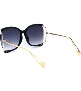 Oversized Womens Side Exposed Lens Oversized Butterfly Sunglasses - Black Smoke - CO18Z0MOGTT $27.82