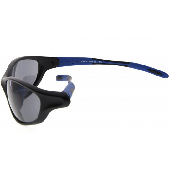 Wrap Bifocal Sports Hiking Running Fishing Reading Sunglasses For Men And Women - Black Frame/Blue Arm - CR189AA0YS7 $34.50