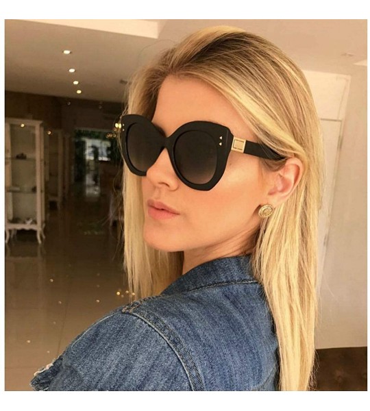 Oversized 2018 New Fashion Cat Sunglasses unisex Vintage Brand Designer Rivet Shades Sun Glasses Big Frame Eyewear - CS18M6ZT...