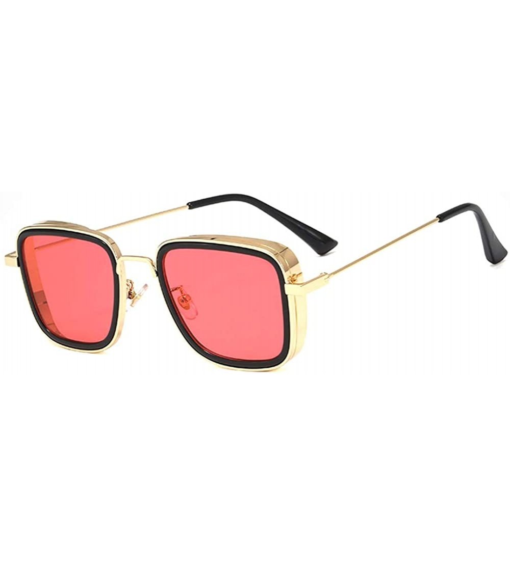 Square Kabir Singh Steam punk Square glasses Men's Aviator Sunglasses UV400 - T48-hong Se - CS18Z3TKWQ3 $33.41