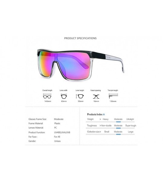 Rectangular Oversized Rectangle Sunglasses Men Women Big Frame Sun Glasses Composite Resin Glasses Frame UV400 - C1 - CU199MX...