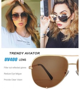 Wrap Mirrored Aviator Sunglasses For Men Women Fashion Designer UV400 Sun Glasses - Gold/Brown - CJ198N5K0E7 $29.26