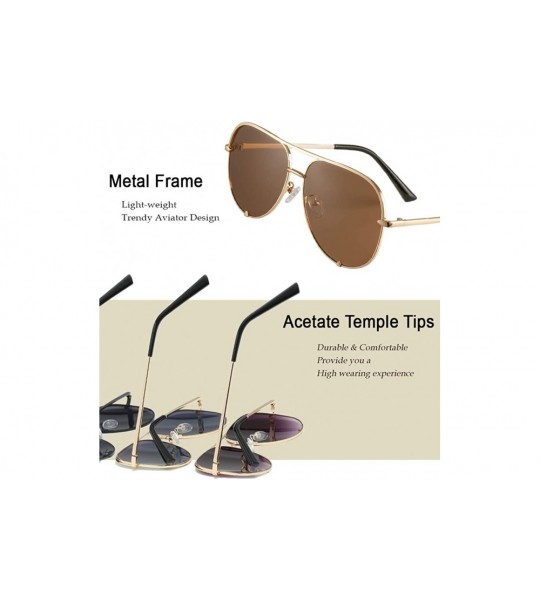 Wrap Mirrored Aviator Sunglasses For Men Women Fashion Designer UV400 Sun Glasses - Gold/Brown - CJ198N5K0E7 $29.26