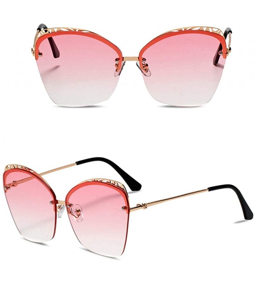Rimless Sunglasses for Women Oversized UV400 Protection Travel Driving Sunglasses Butterfly Frame Metal Rimless - CN18WR8H897...