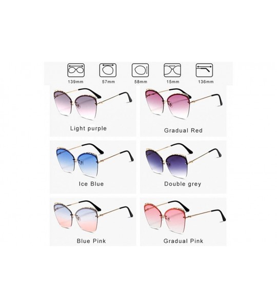 Rimless Sunglasses for Women Oversized UV400 Protection Travel Driving Sunglasses Butterfly Frame Metal Rimless - CN18WR8H897...