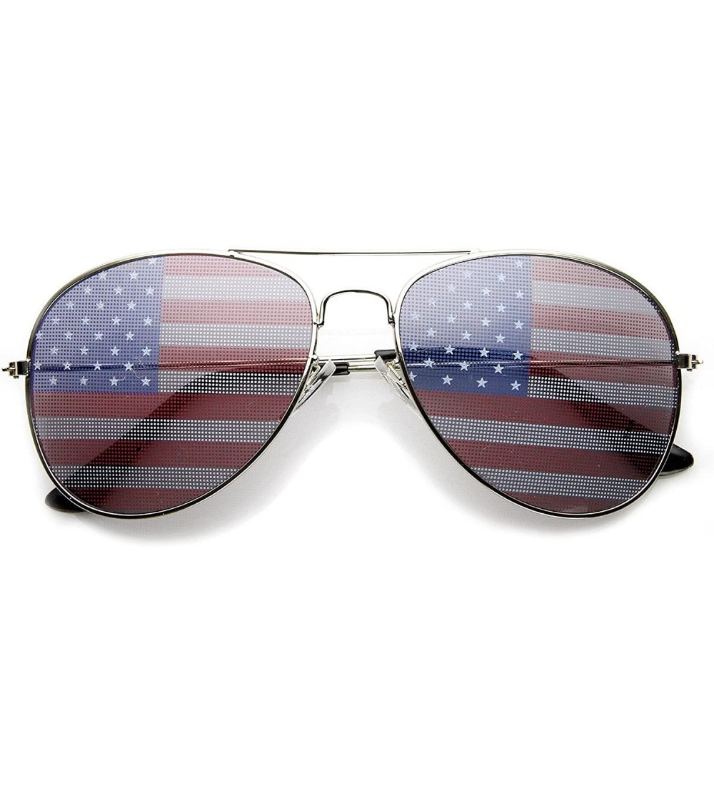 Aviator American Flag Aviator Sunglasses Glasses - Silver - C311ZX7DN4R $18.65