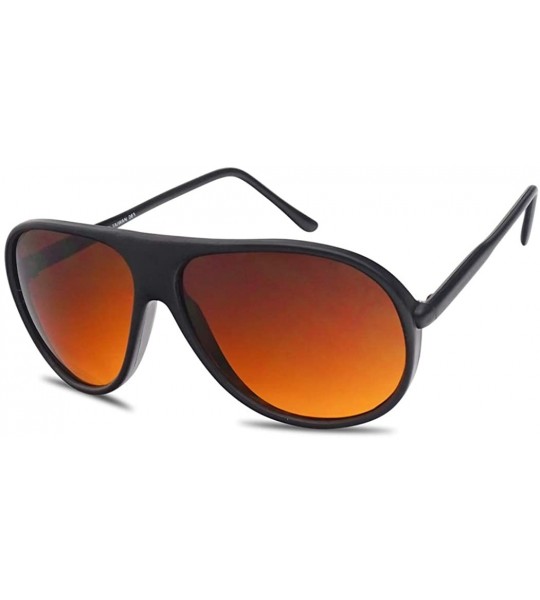 Goggle 80's Retro Round XL Blue Blocking Aviator Bomber Sunglasses - Matte Black - C2183R3OU0N $22.45