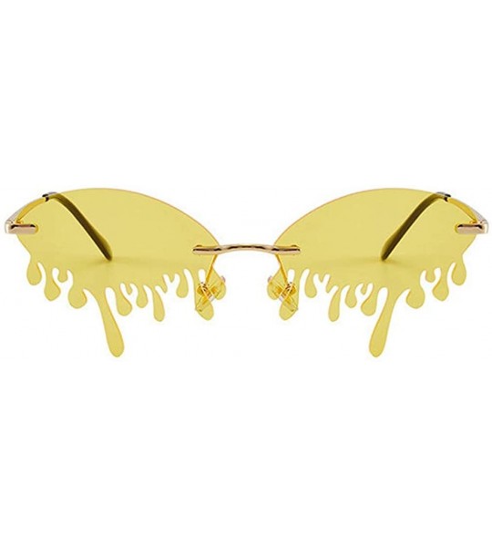 Rimless Rimless Sunglasses Women fashion Unique Tears Shape Steampunk Sunglasses - Yellow - CV199AH0U2K $25.72