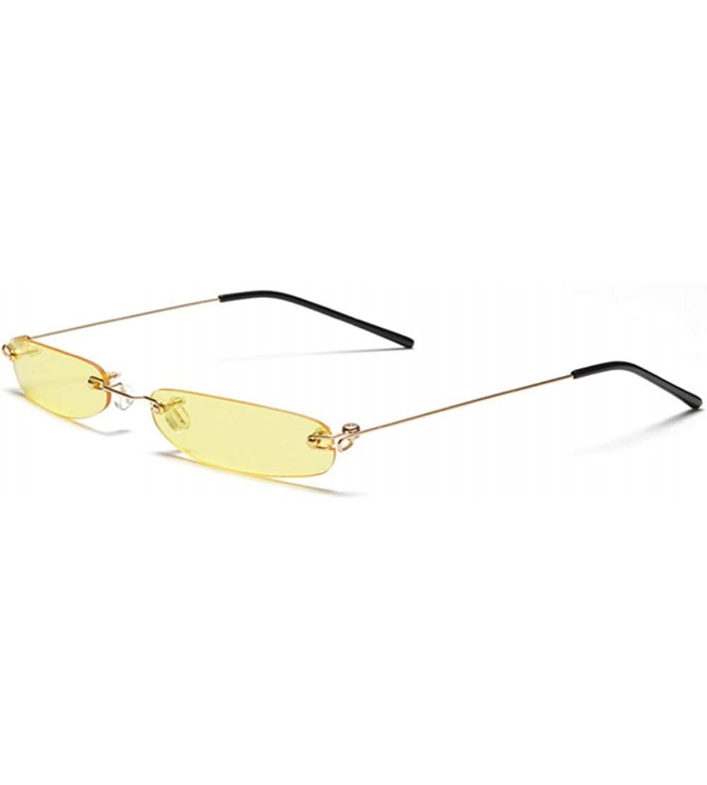 Rectangular YUMIAOGLS Retro Small Square Frameless Sunglasses for Women/Men Metal Legs UV400 - C6 - C019054GTOM $14.92