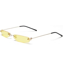 Rectangular YUMIAOGLS Retro Small Square Frameless Sunglasses for Women/Men Metal Legs UV400 - C6 - C019054GTOM $14.92