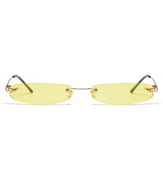 Rectangular YUMIAOGLS Retro Small Square Frameless Sunglasses for Women/Men Metal Legs UV400 - C6 - C019054GTOM $14.92