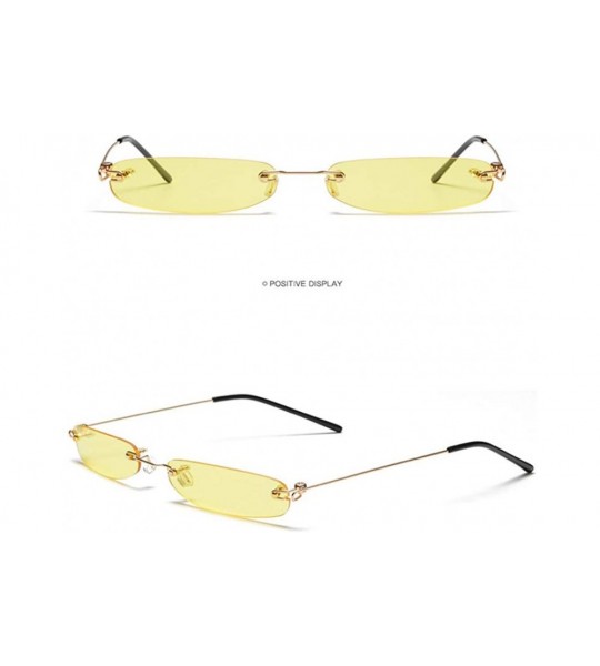 Rectangular YUMIAOGLS Retro Small Square Frameless Sunglasses for Women/Men Metal Legs UV400 - C6 - C019054GTOM $14.92