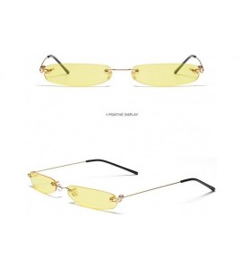 Rectangular YUMIAOGLS Retro Small Square Frameless Sunglasses for Women/Men Metal Legs UV400 - C6 - C019054GTOM $14.92