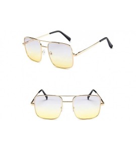 Oval Sunglasses for Men and Women Sun Glasses Color Mirror Lens UV Blocking Square Metal Frame Beach Glasses - Yellow - CN194...