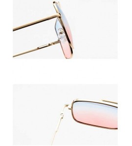 Oval Sunglasses for Men and Women Sun Glasses Color Mirror Lens UV Blocking Square Metal Frame Beach Glasses - Yellow - CN194...