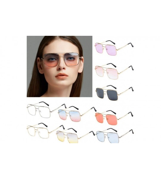 Oval Sunglasses for Men and Women Sun Glasses Color Mirror Lens UV Blocking Square Metal Frame Beach Glasses - Yellow - CN194...