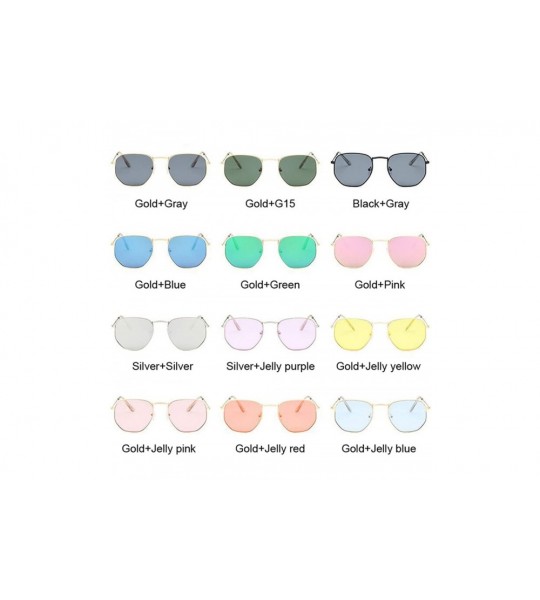 Square N Black Sunglasses Women Small Square Sunglases Men Metal Frame Driving Fishing Sun Glasses Female - Jellyblue - CH197...