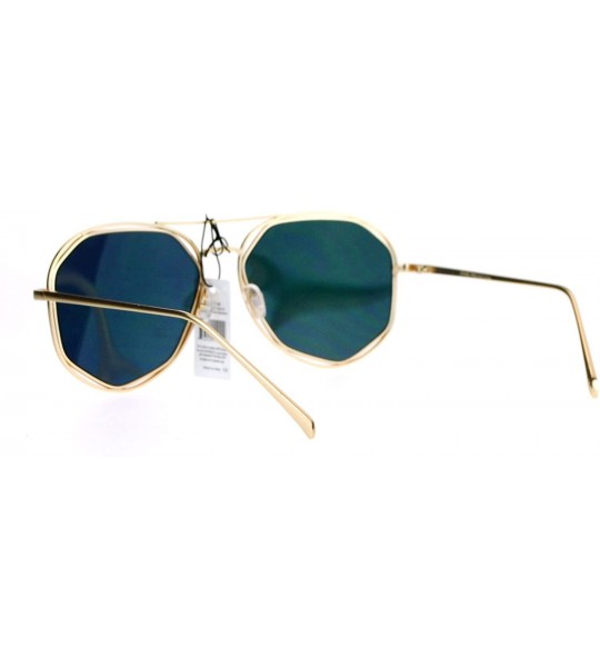 Aviator Designer Fashion Aviators Womens Sunglasses Metal Double Frame Mirror Lens - Gold (Pink Mirror) - C01877EUWGO $20.68