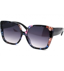 Butterfly Womens Thick Plastic Butterfly Fashion Sunglasses - Purple Floral Smoke - CT18YTEL68O $19.04