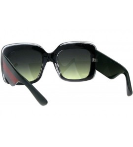 Rectangular Concave Engrave Bling Sparkling Jewel Rectangular Thick Plastic Sunglasses - Black Green Smoke - CP18H6R8R6E $23.25