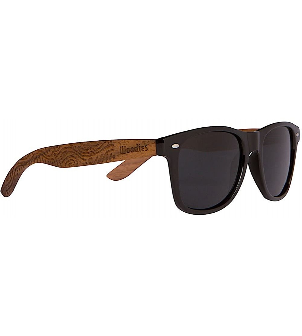 Semi-rimless Walnut Wood Polarized Sunglasses with Hippie Engraving - CN18E8ZDZID $51.98