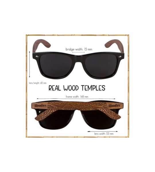 Semi-rimless Walnut Wood Polarized Sunglasses with Hippie Engraving - CN18E8ZDZID $51.98