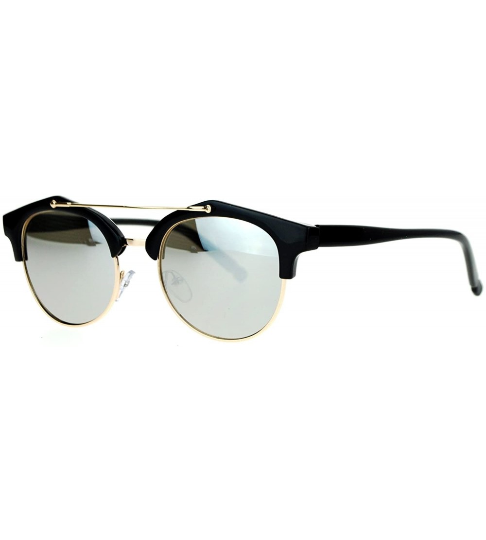 Wayfarer Retro Half Horn Rim Horned Mirrored Mirror Lens Sunglasses - Black Mirror - CW12CJLB6S9 $23.09
