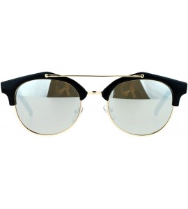 Wayfarer Retro Half Horn Rim Horned Mirrored Mirror Lens Sunglasses - Black Mirror - CW12CJLB6S9 $23.09