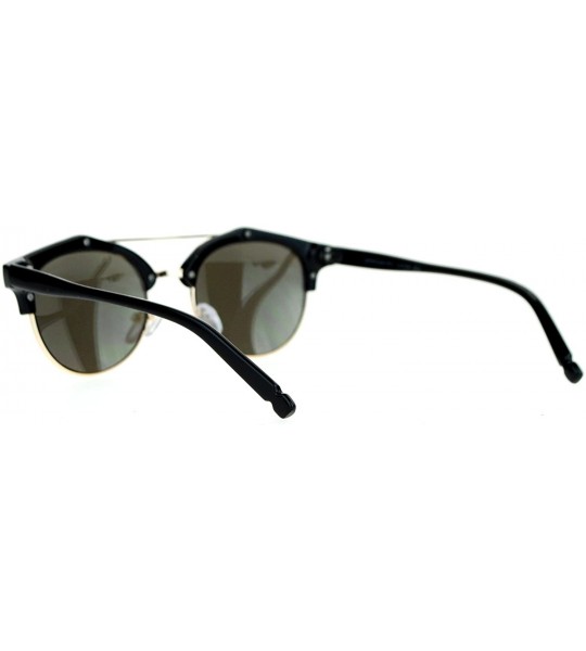 Wayfarer Retro Half Horn Rim Horned Mirrored Mirror Lens Sunglasses - Black Mirror - CW12CJLB6S9 $23.09